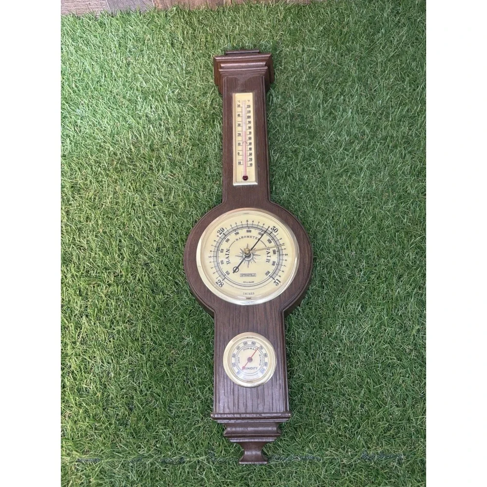 Vintage Springfield Wall Barometer Thermometer Hygrometer Weather Station USA